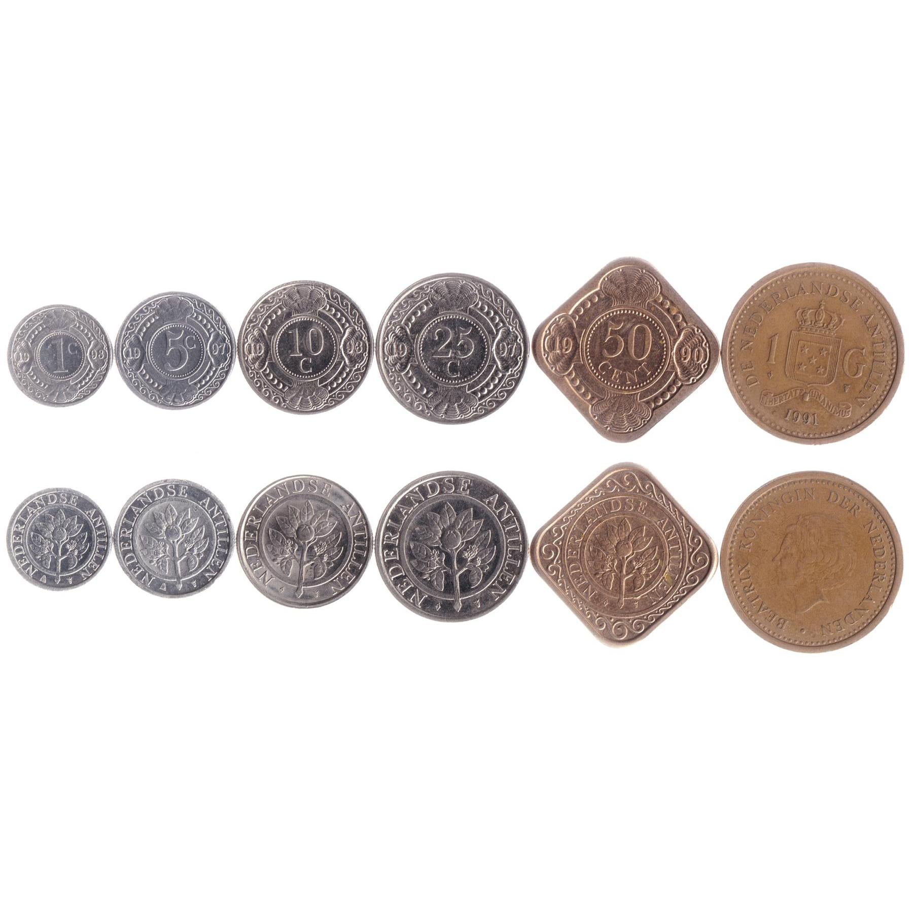 Netherlands Antillean 6 Coin Set 1 5 10 25 50 Cents 1 Gulden | Beatrix | Orange Blossom | Netherlands Antilles | 1989 - 2013