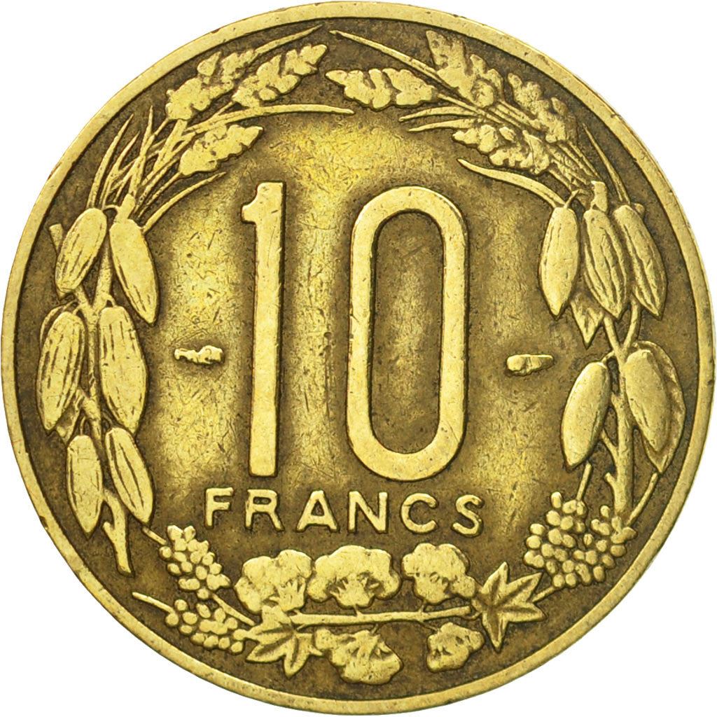 French Equatorial Africa | 10 Francs Coin | Antelope | Crops | Wreath | Km:11 | 1958