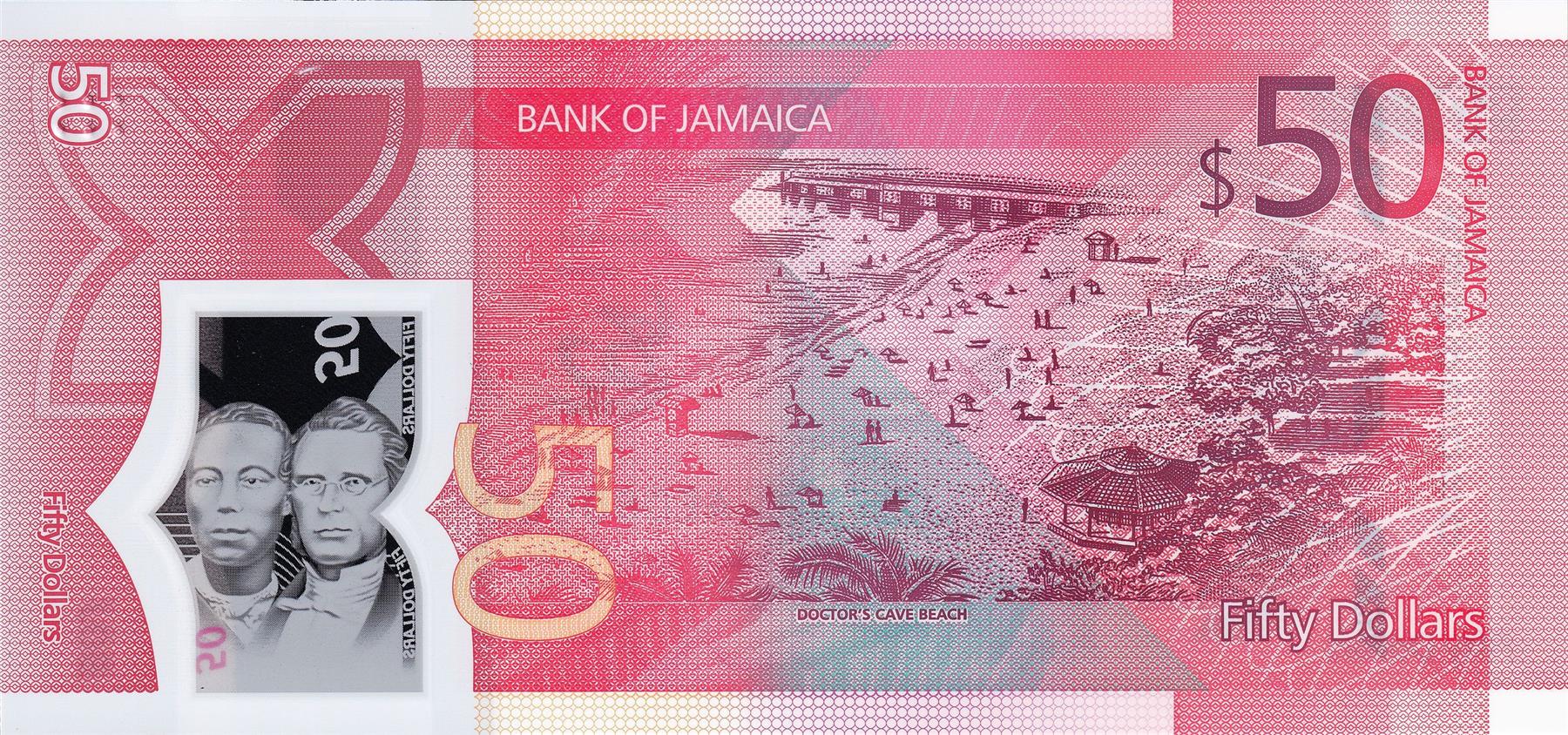 Jamaica | 50 Dollars Banknote | 2022 | 60 Years of Independence | George William Gordon | Paul Bogle | Doctor's Cave Beach