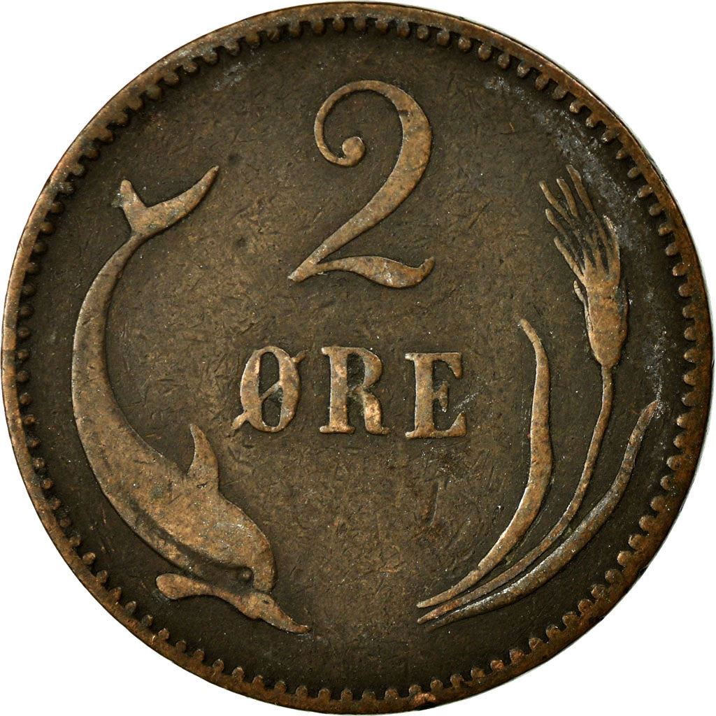 Denmark | 2 Ore Coin | Monogram | Km:793 | 1874 - 1906
