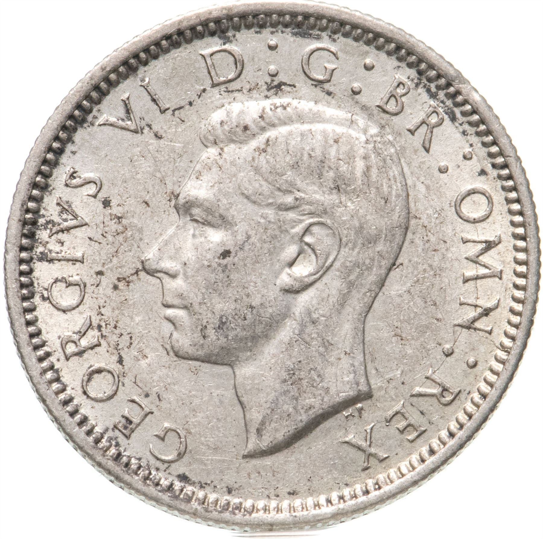 United Kingdom | 6 Pence Coin | George VI | KM:852 | 1937 - 1946