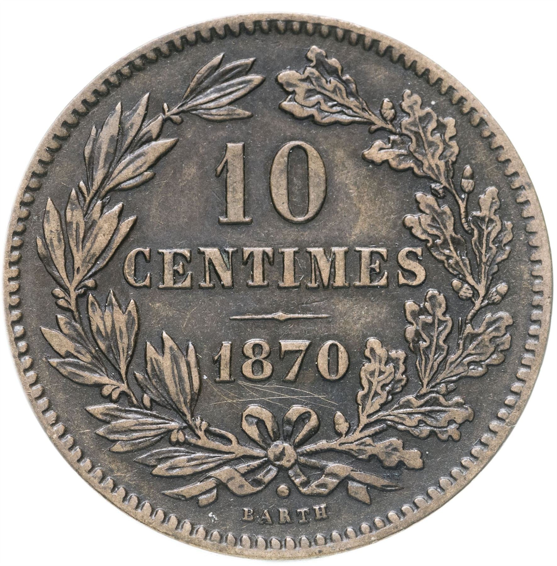 Luxembourg Coin Luxembourger 10 Centimes Coin | Willem III | KM23 | 1854 - 1870