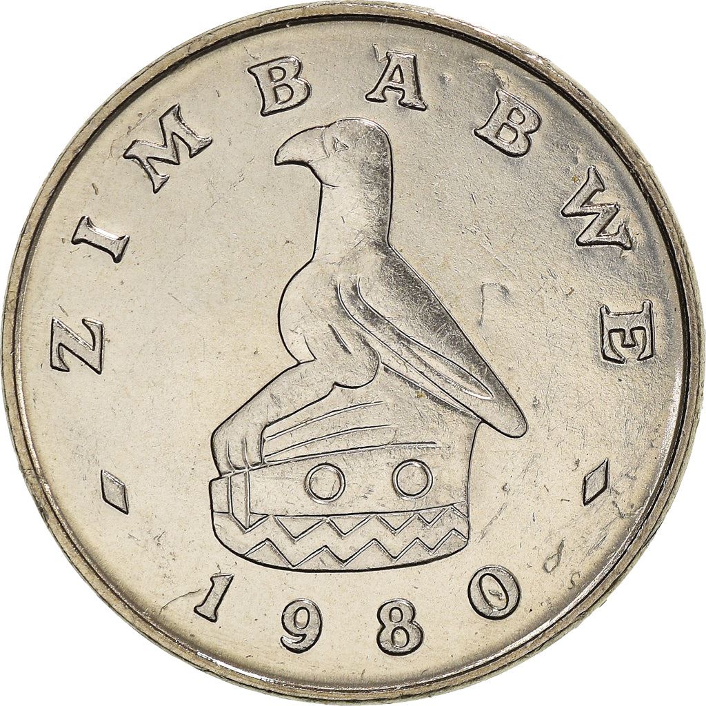 Zimbabwe Coin | 20 Cents Coin | Bateleur Eagle | Birchenough Bridge | Sabi River | KM4 | 1980 - 1997