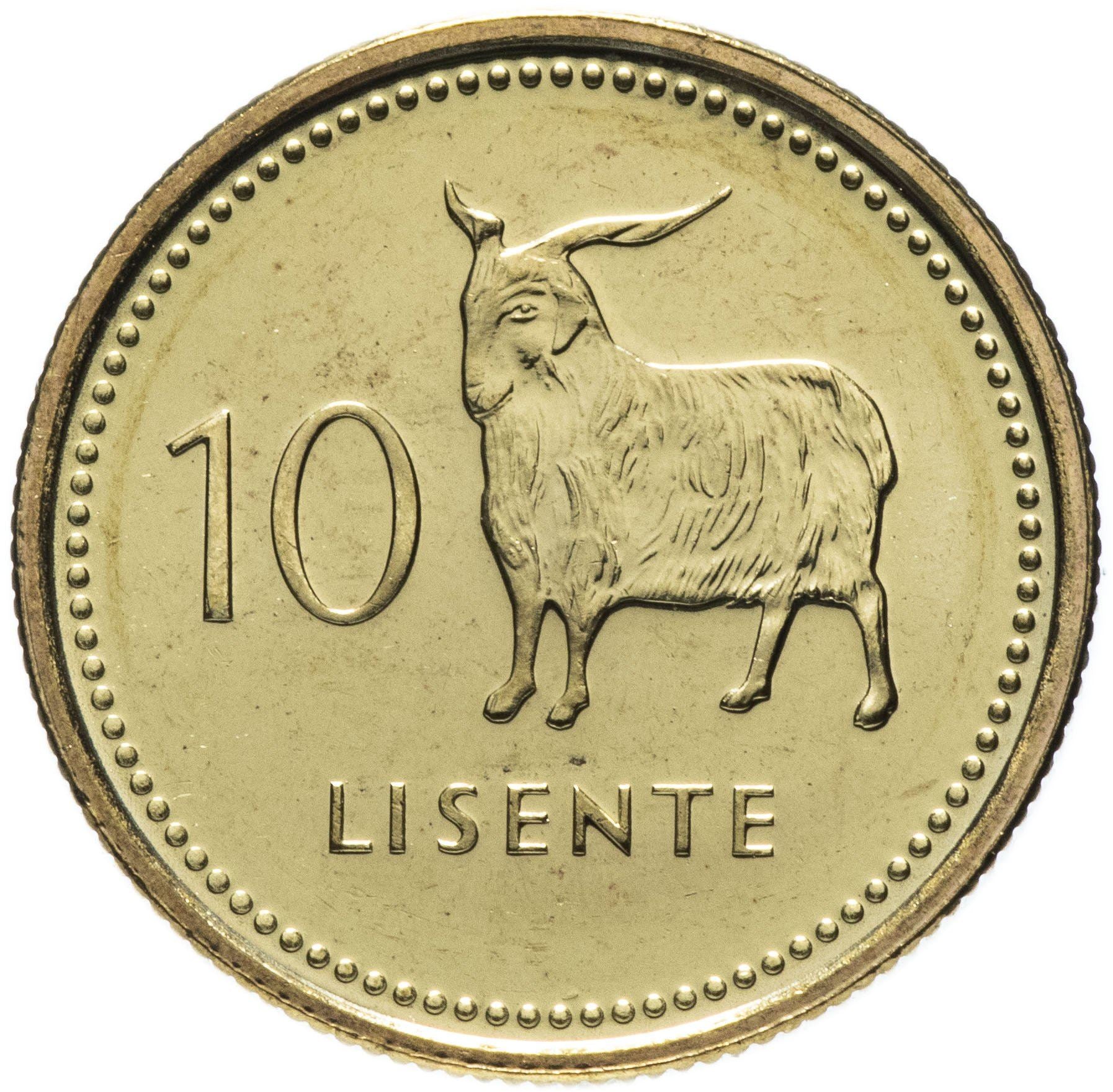 Lesotho | 10 Lisente Coin | Angora goat | Km:63 | 1998 - 2023