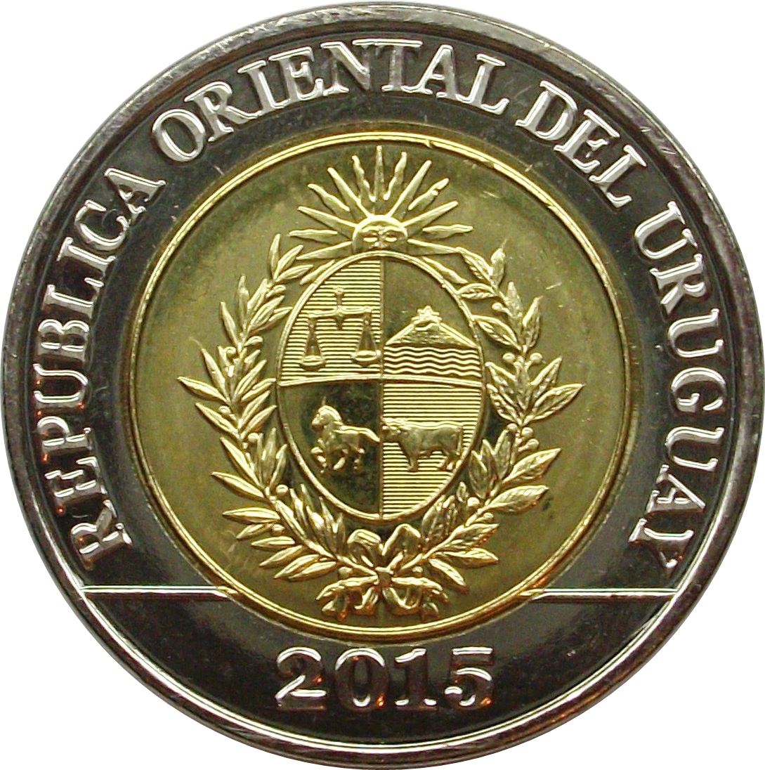 Uruguay 10 Pesos Coin | Gaucho | Afro-Descendant | Indian | KM141 | 2015