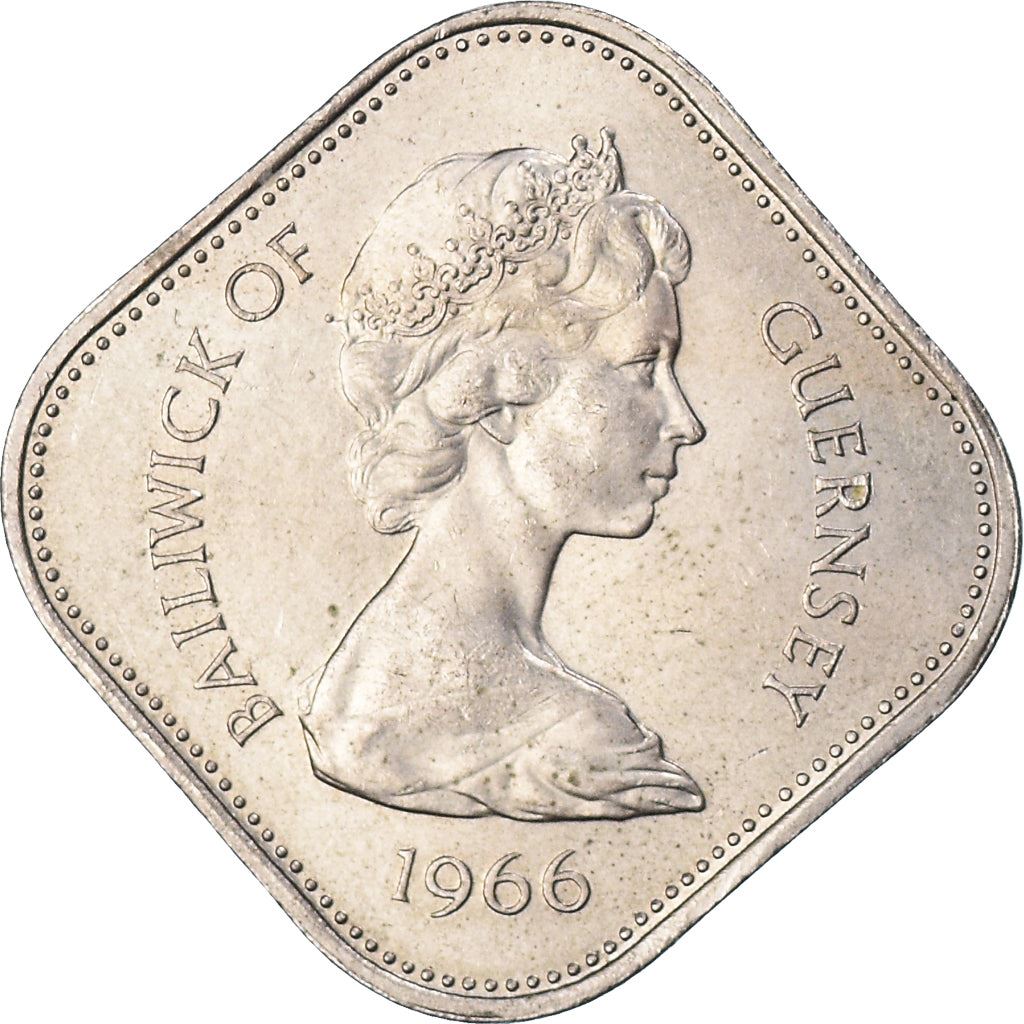 Guernsey 10 Shillings Coin | Queen Elizabeth II | King William I | KM19 | 1966