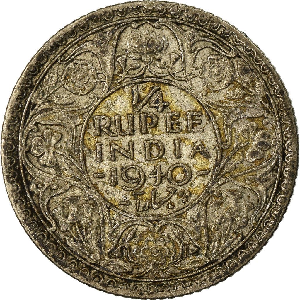 India - British | 1/4 Rupee Coin | King George VI | Km:545 | 1940