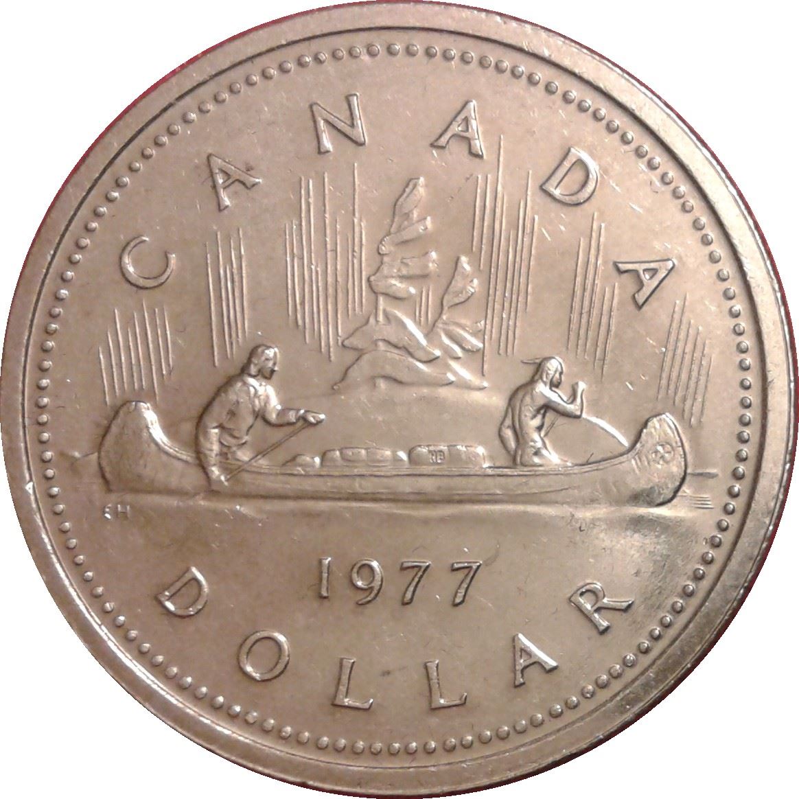 Canada | 1-dollars mønt | Nikkel | 2. portræt; randperler | KM:117 | 1977