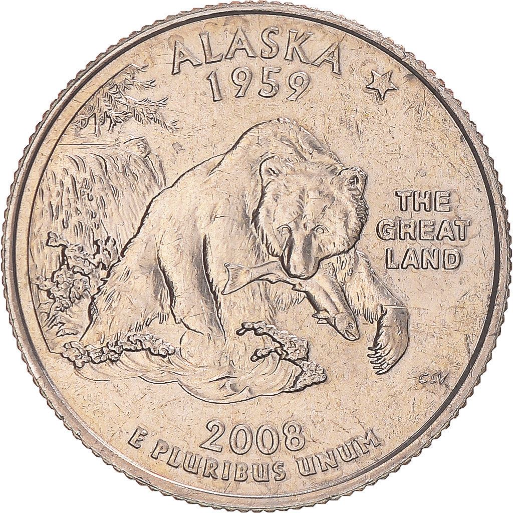 United States | 1/4 Dollar Coin | Alaska | Km:424 | 2008