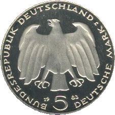 Germany 5 Deutsche Mark Coin | Karl Heinrich Marx | Eagle | KM158 | 1983