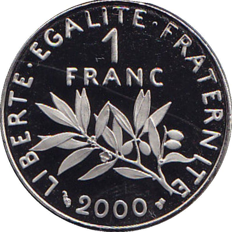 French 1 Franc Coin | Signature D'AP. O.ROTY | proof | KM925.2 | France | 1991 - 2001
