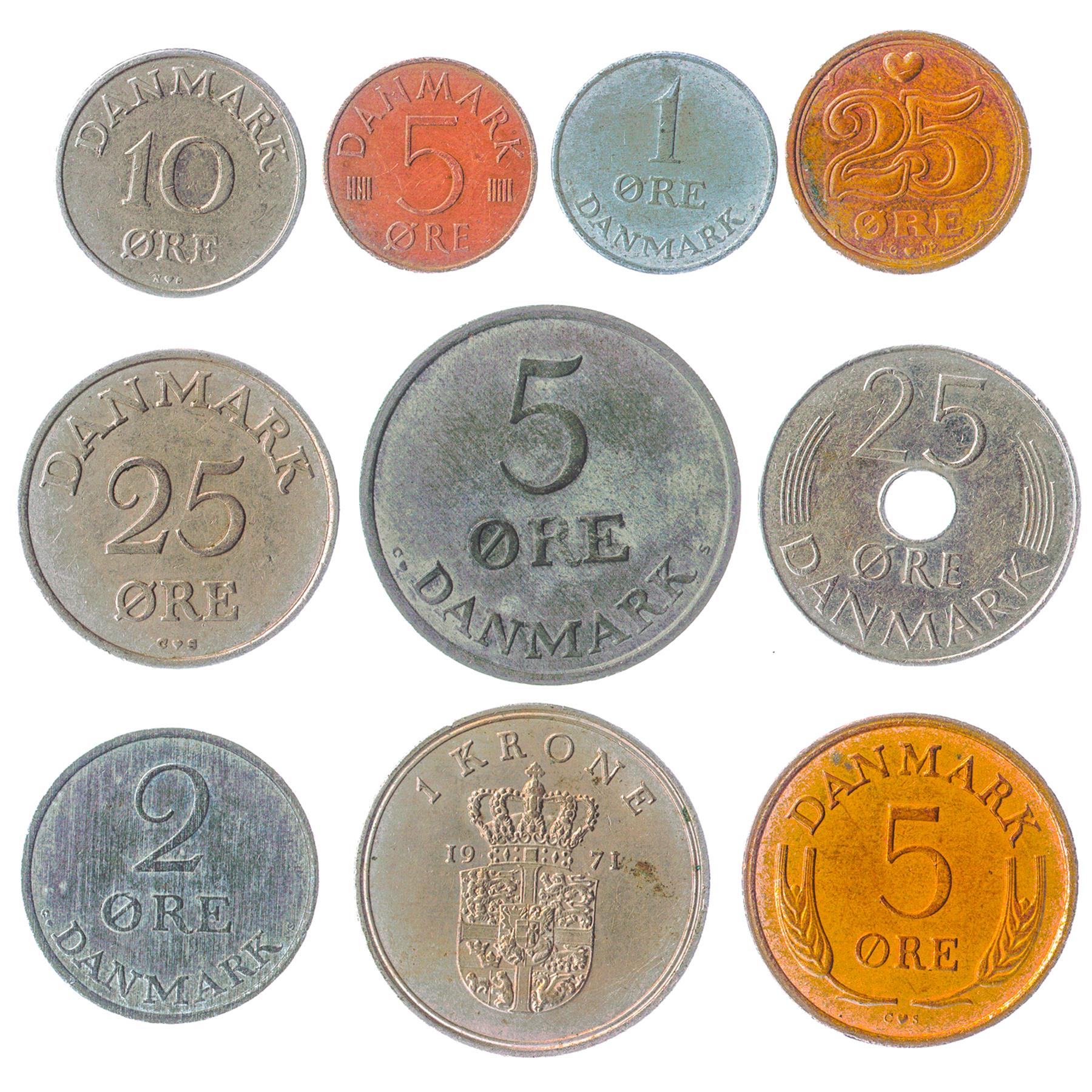 Denmark 10 Mixed Coins 1 Krone | Frederik IX, Margrethe II | 1947 - 2026