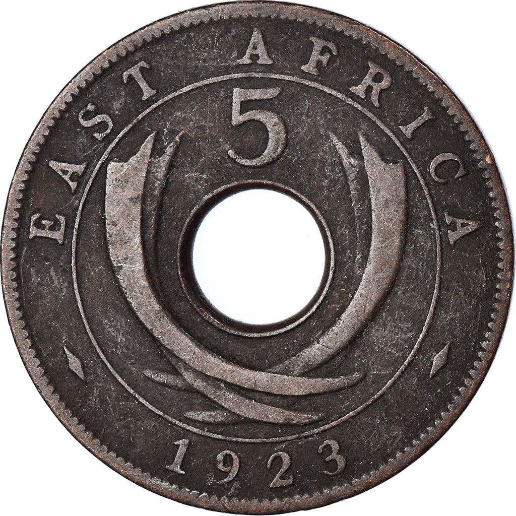 East Africa | 5 Cents Coin | Crown | Tusks | Km:18 | 1921 - 1936