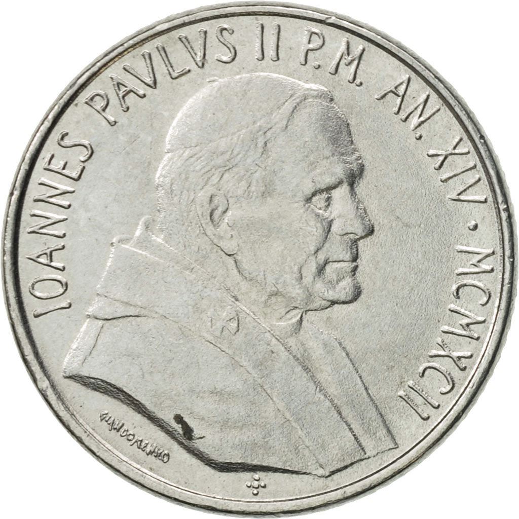 Vatican City | 100 Lire Coin | John Paul II | Km:239 | 1992