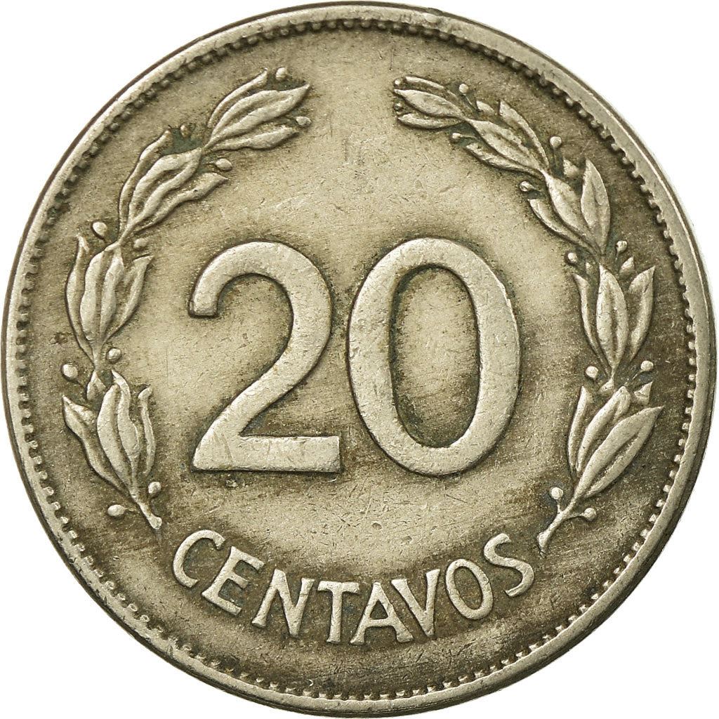 Ecuador | 20 centavos-mønt | Kobbernikkel | Krans | KM:77.1b | 1946