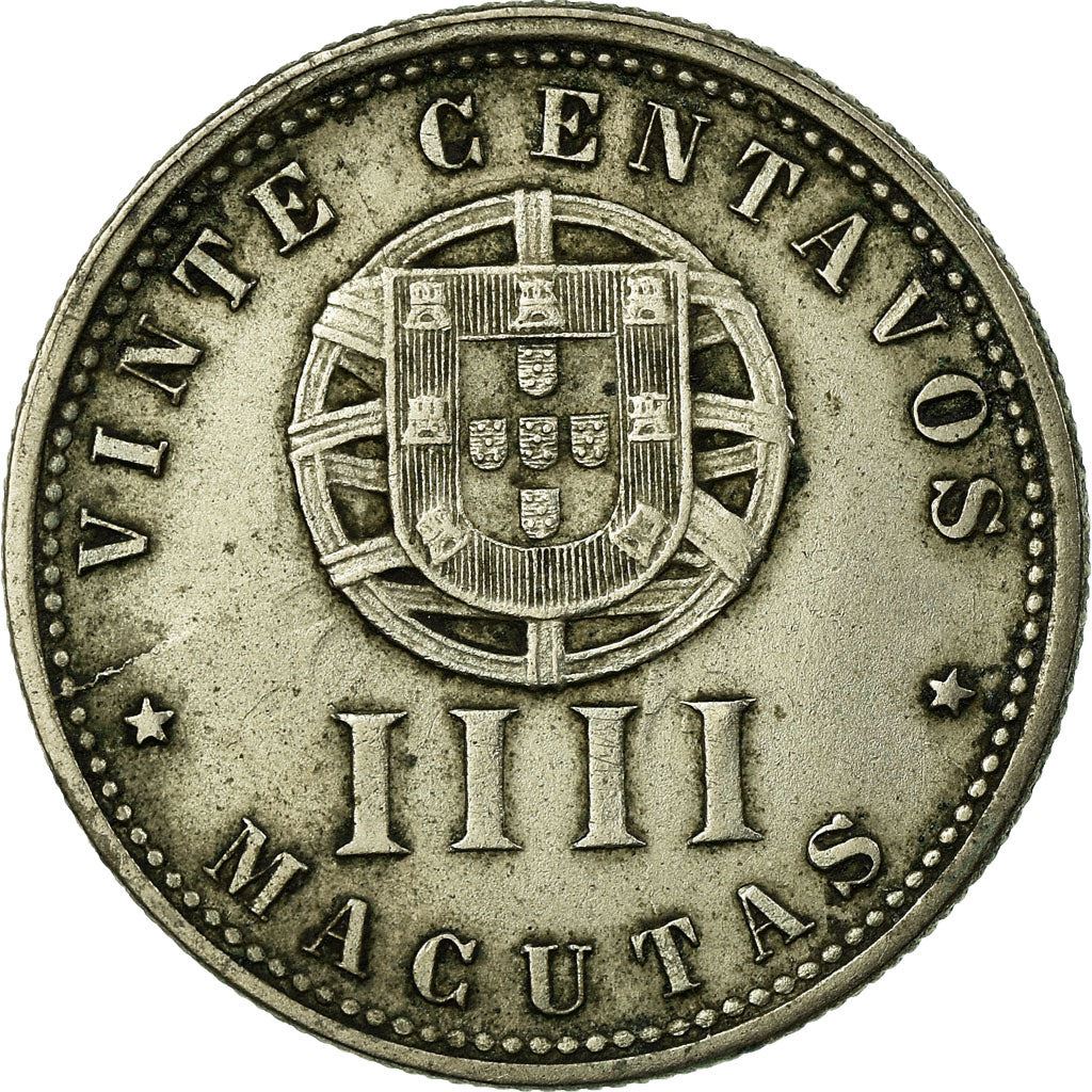 Angola | 20 Centavos / 4 Macutas Coin | Libertine | Km:68 | 1927 - 1928