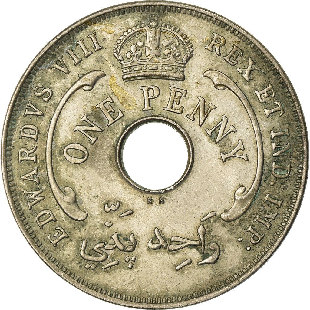British West Africa | 1 Penny Coin | Crown | Hexagram | Edward VIII | Km:16 | 1936