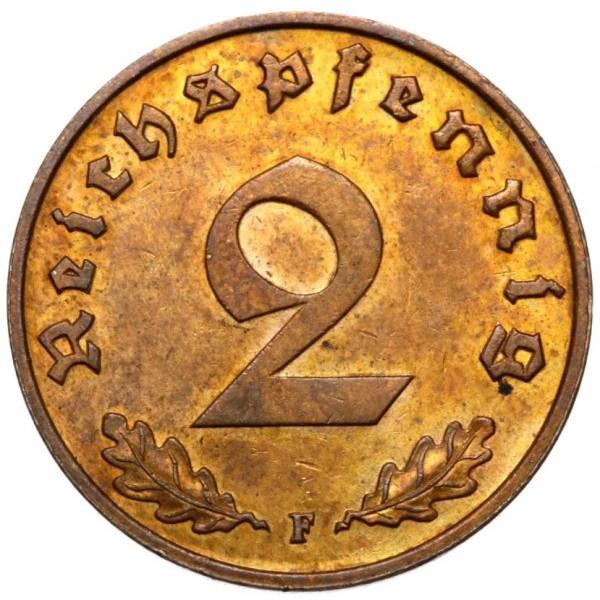 German Third Reich 2 Reichspfennig Coin | KM90 | 1936 - 1940