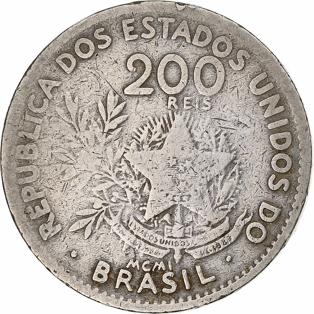 Brazil | 200 Reis Coin | Liberty | Km:504 | 1901