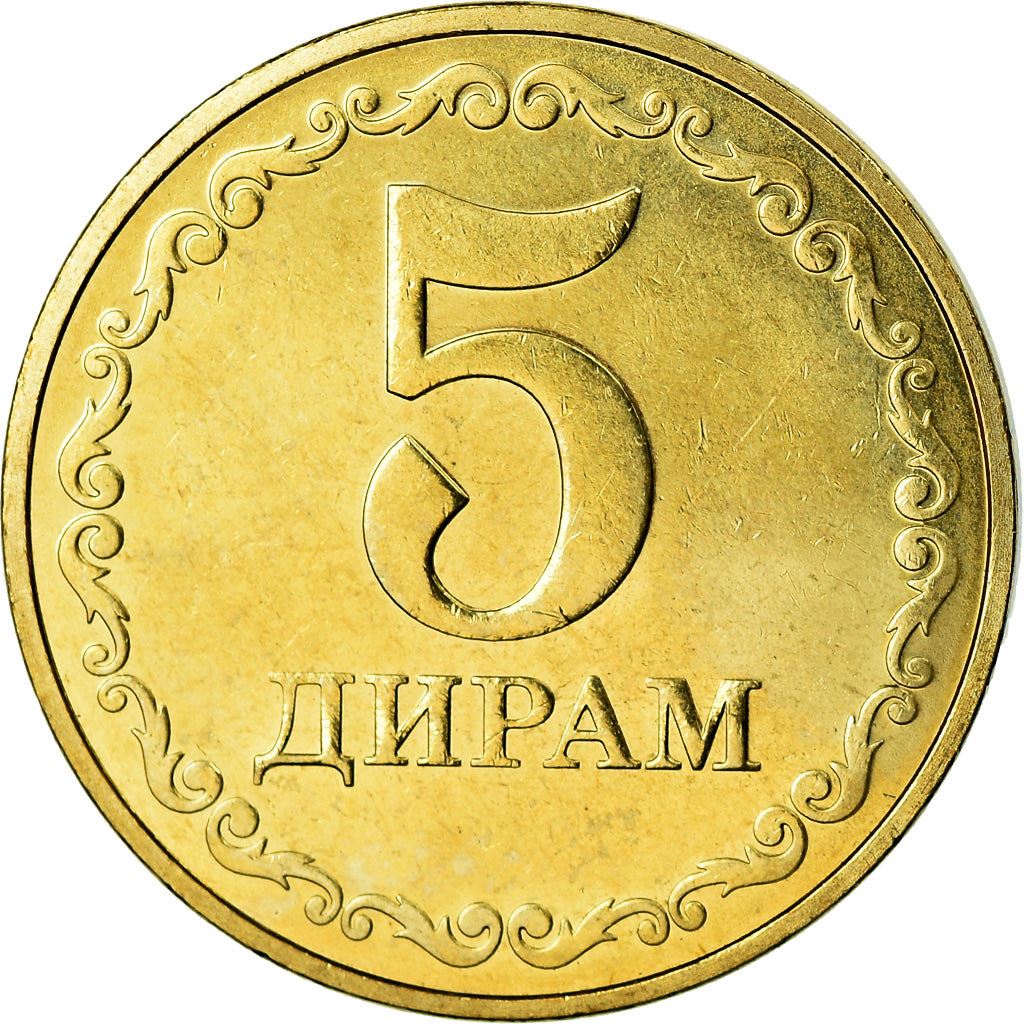 Tajikistan | 5 Diram Coin | Sunrise | Wheat | Cotton | Km:52 | 2019