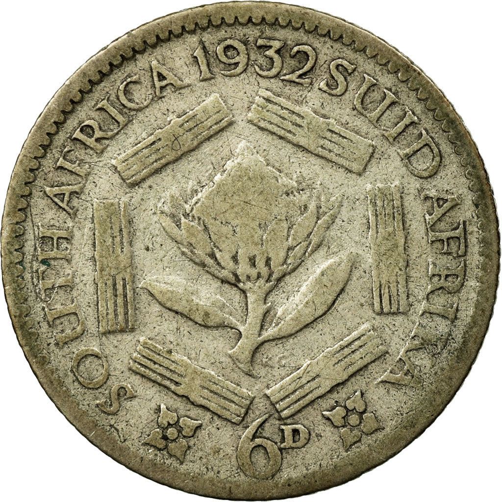 South Africa | 6 Pence Coin | George V | Flowers | Protea | Km:16.2 | 1931 - 1936