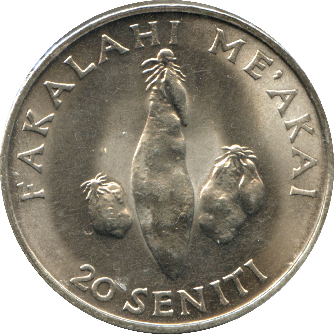 Tonga | 20 Seniti Coin | King Tupou IV | Yam | FAO | Km:70 | 1981 - 1996