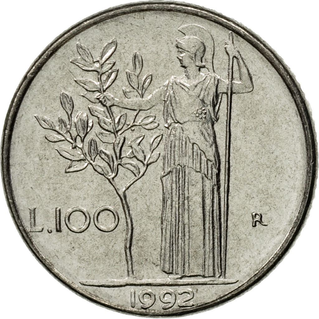 Italy | 100 Lire Coin | Goddess Minerva | Km:96.2 | 1990 - 1992