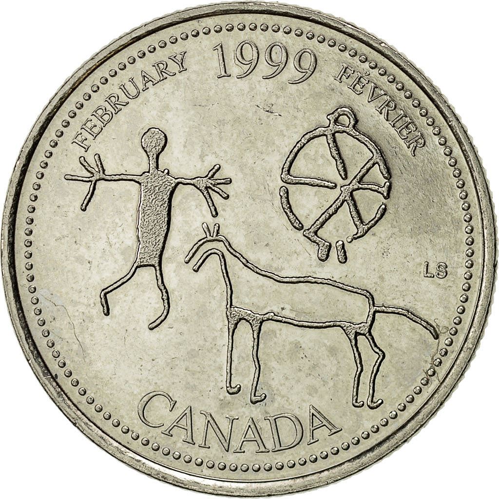 Canada | Moneta da 25 centesimi | Incisa nella pietra | Nichel | KM:343 | 1999