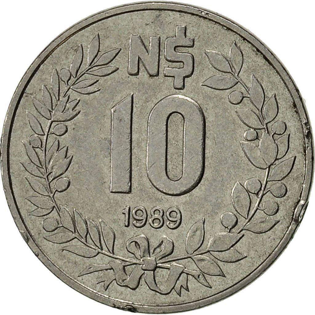 Uruguay | 10 Nuevos Pesos Coin | Radiant sun | Km:93 | 1989