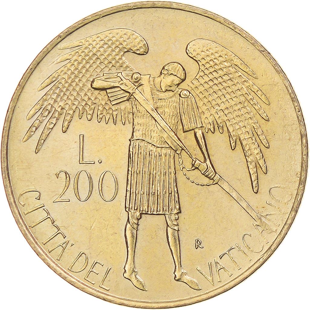 Vatican City | 200 Lire Coin | Archangel Michael | Km:196 | 1986