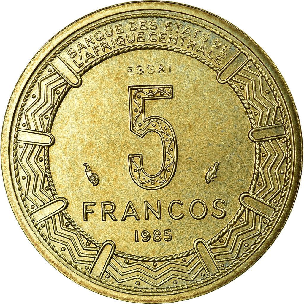 Equatorial Guinea | 5 Francos Cfa Coin | Giant Elands | Km:62 | 1985