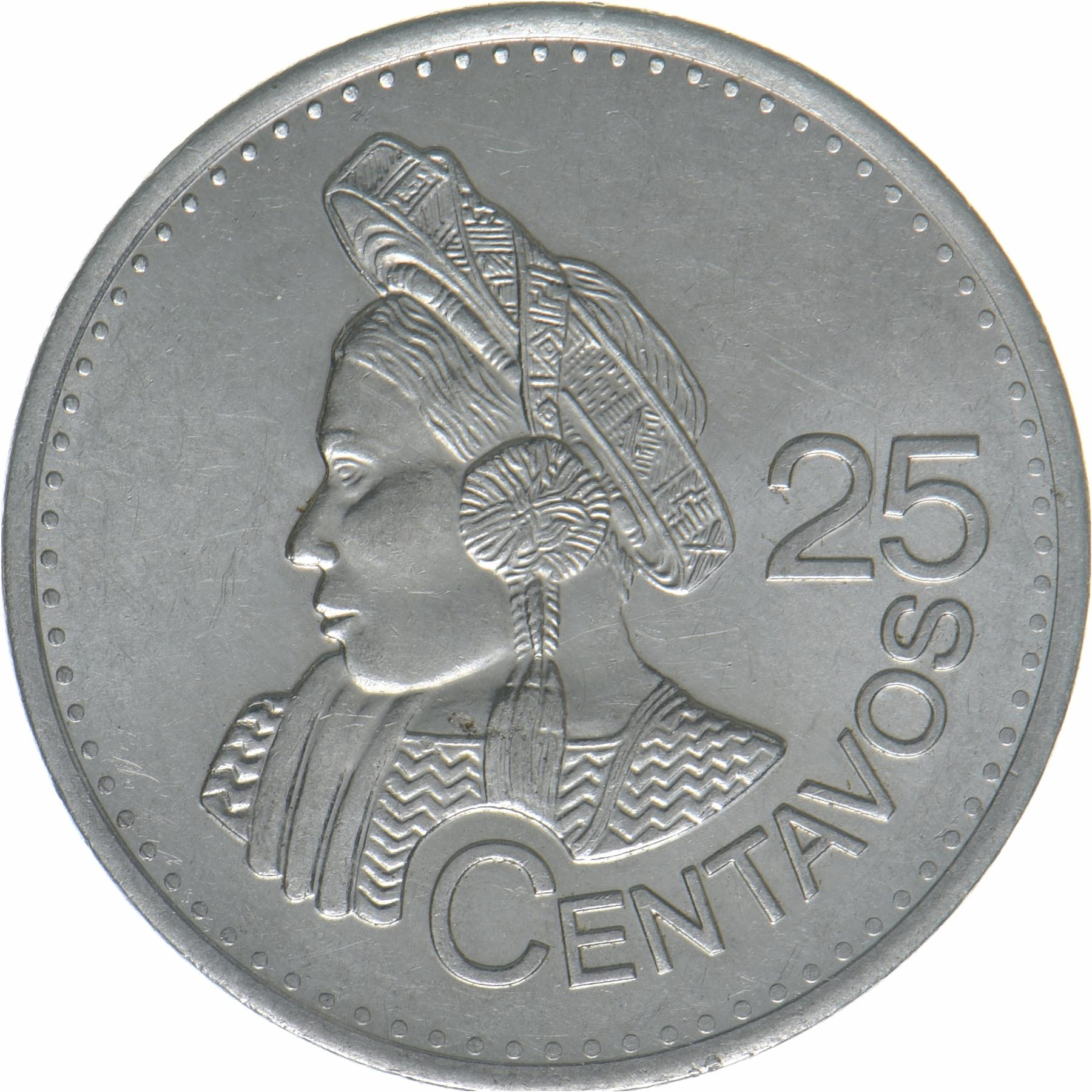 Guatemala | 25 Centavos Coin | Native bust | KM:294 | 2012 - 2023