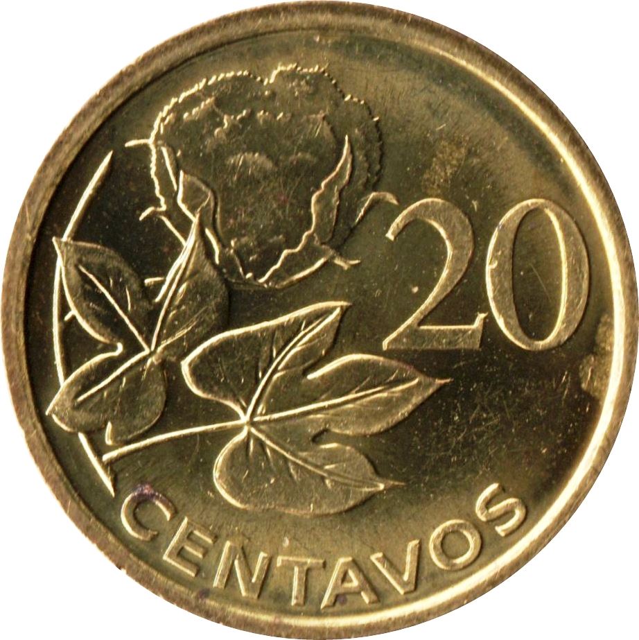 Mozambique | 20 Centavos Coin | Cotton Plant | Km:135 | 2006