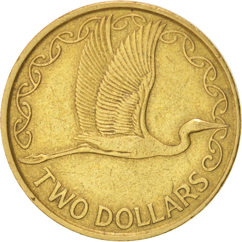 New Zealand | 2 Dollars Coin | Elizabeth II | White Heron | Kotuku | Km:79 | 1990 - 1998