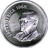 South Africa | 20 Cents Coin | Charles Robberts Swart | Flowers | Protea | Km:78.1 | 1968