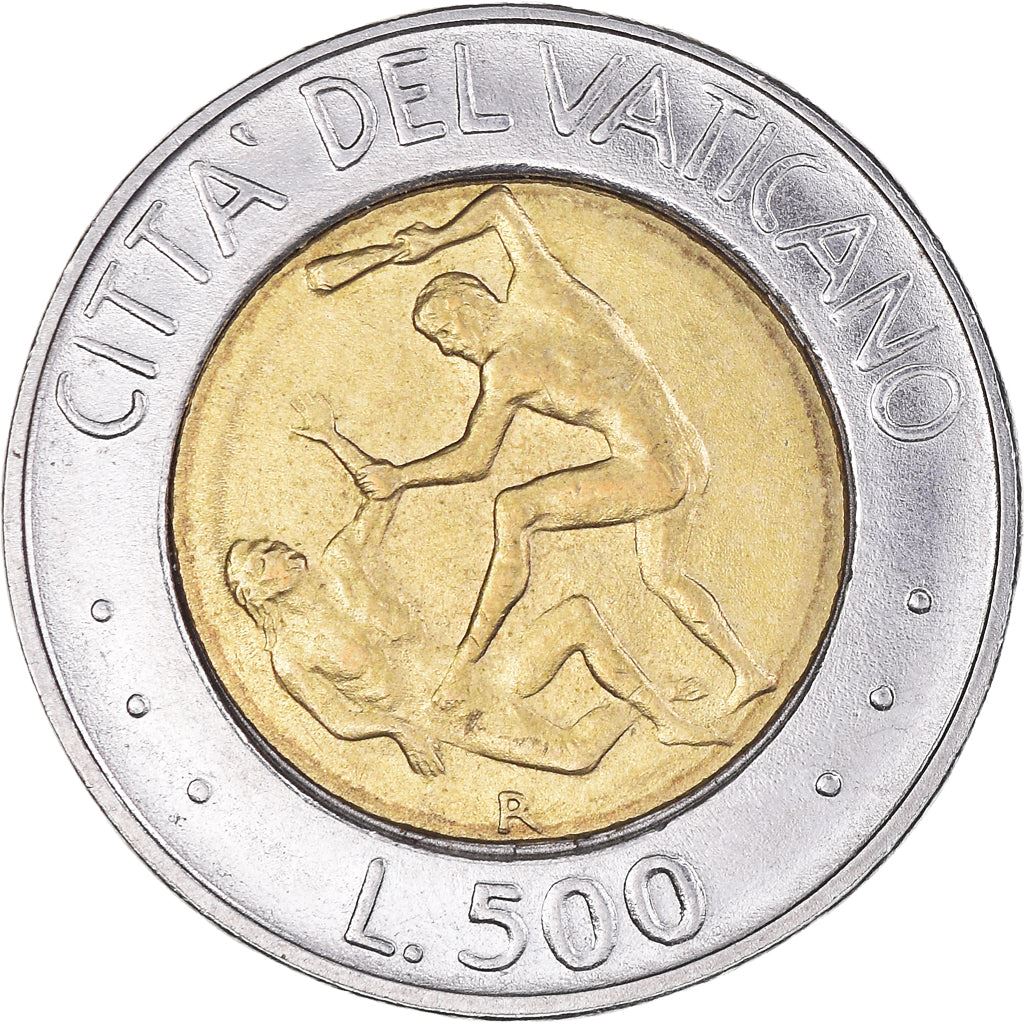 Vatican City | 500 Lire Coin | Cain slaying Abel | Km:267 | 1995