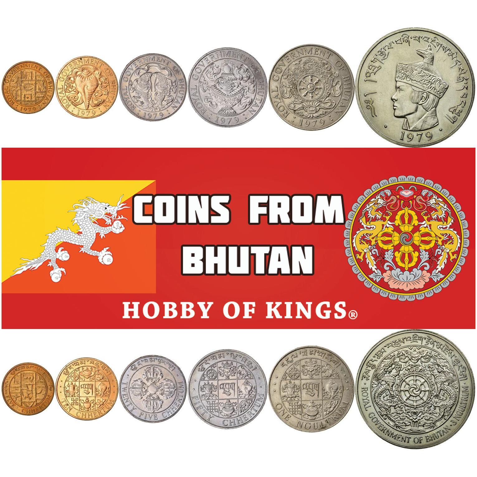Bhutan | 6 Coin Set | 5 10 25 50 Chhertum 1 3 Ngultrum | 1979