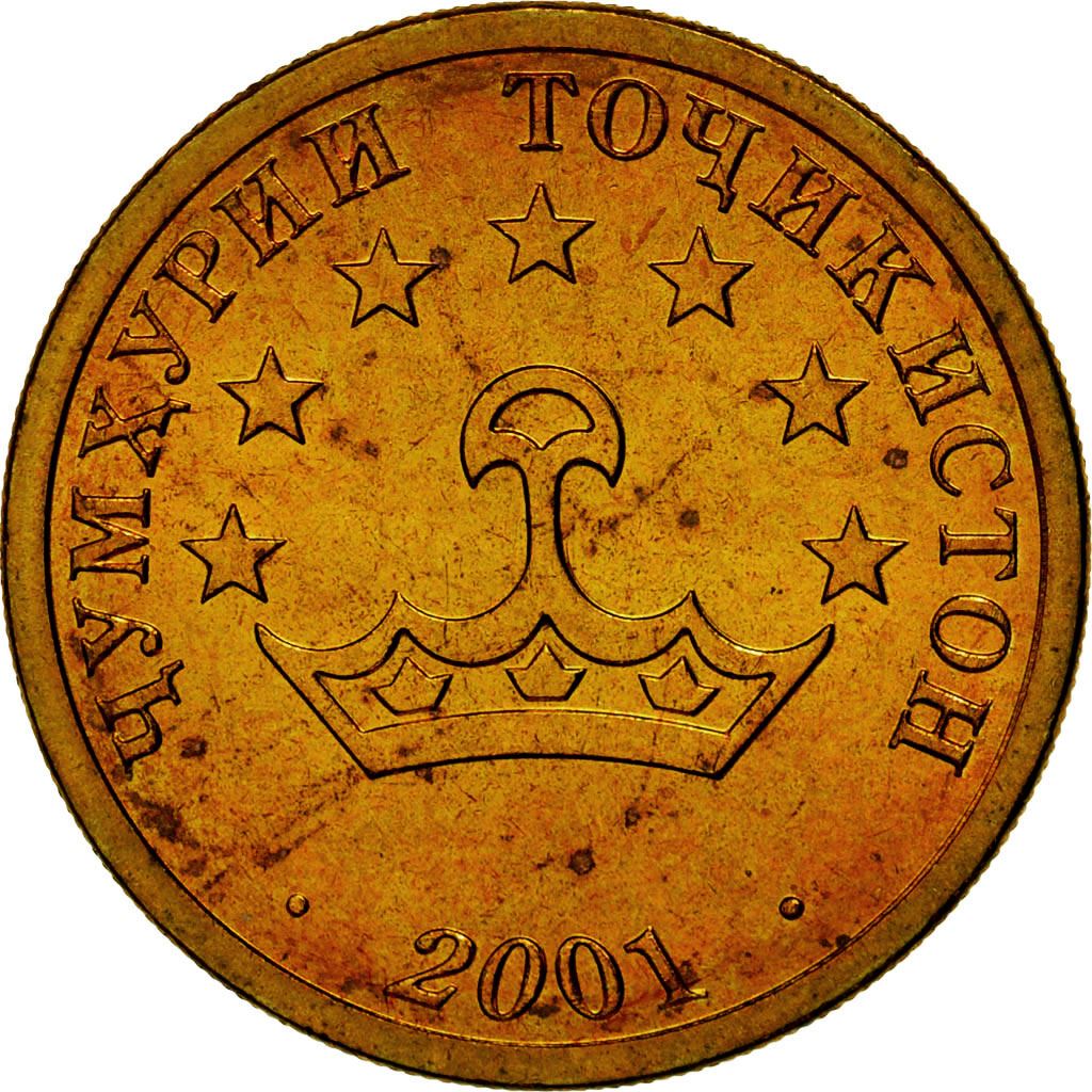 Tajikistan | 25 Diram Coin | Crown | Stars | Small Value | Km:5.1 | 2001