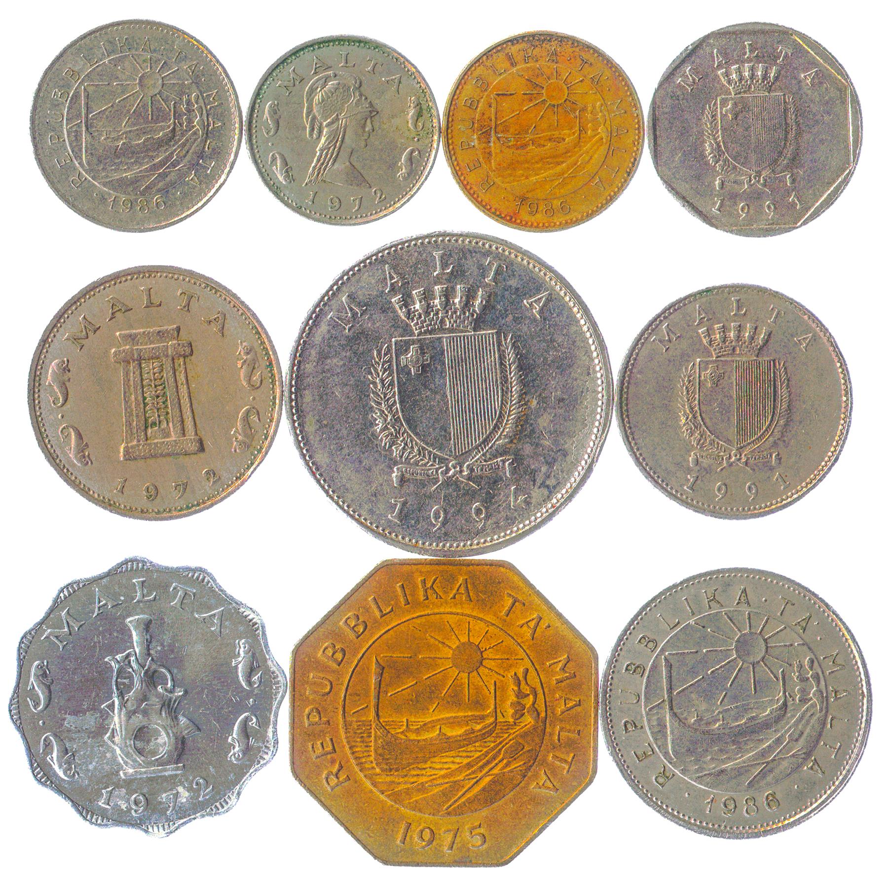 Malta 10 Mixed Coins 50 Cents | 1972 - 2007