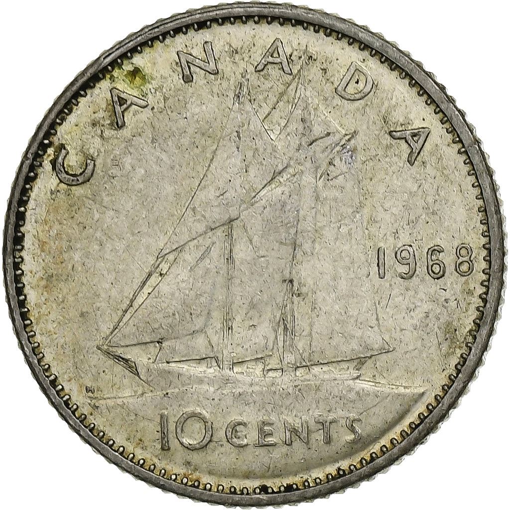 Canada | Pièce de 10 cents | Argent | 2e portrait | KM : 72 | 1968