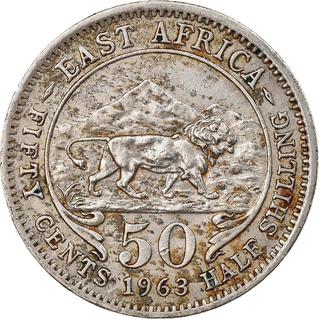 Afrique de l'Est | Pièce de 50 Cents | Elizabeth II | Lion | Montagnes | Km:36 | 1954 - 1963