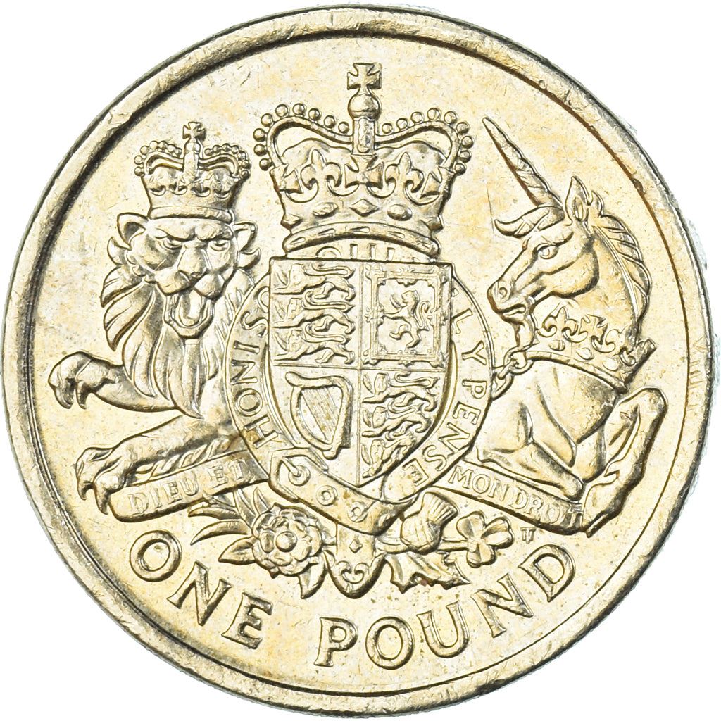 Storbritannia 1 Pund Mynt | Elizabeth II 5. portrett | Kongelige Våpen | 2015