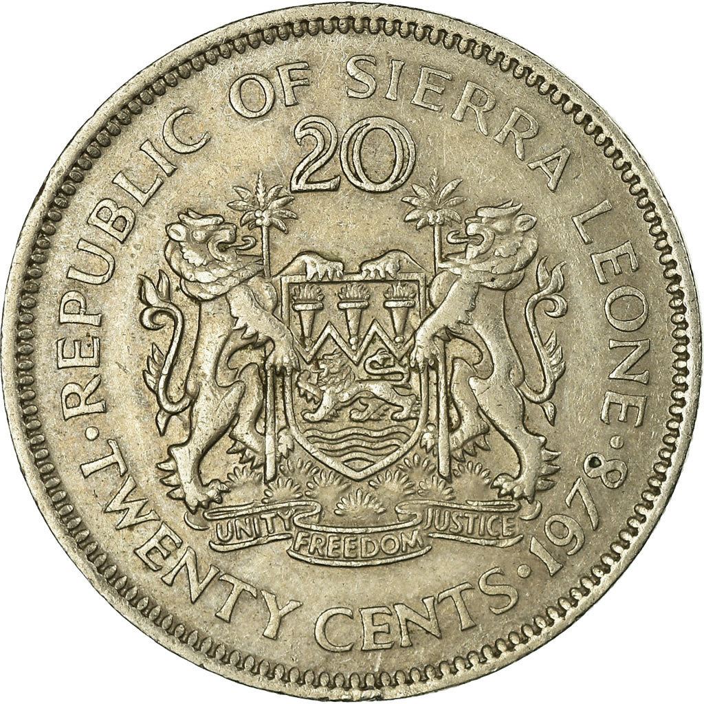 Sierra Leone | 20 Cents Coin | Dr. Siaka Stevens | KM30 | 1978 - 1984