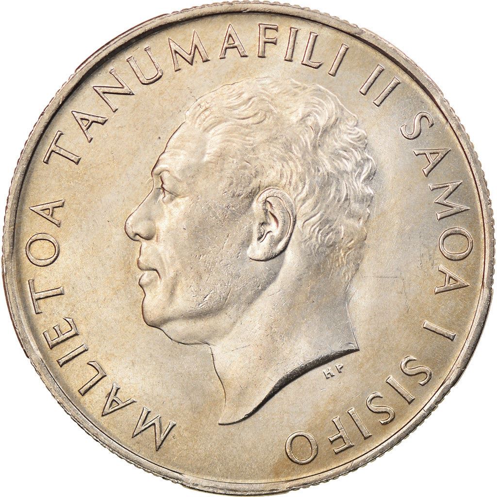 Samoa | Moneda de 50 Sene | Malietoa Tanumafili II | Escudo | Constelación Crux | Km:6 | 1967