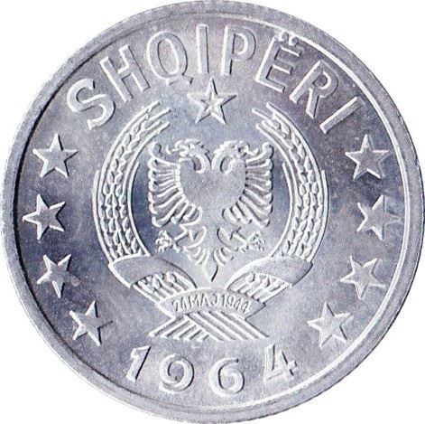 Albania | 10 Qindarka Coin | Aluminium | Coat of Arms | Double-Headed Eagle | Bird | Km:40 | 1964