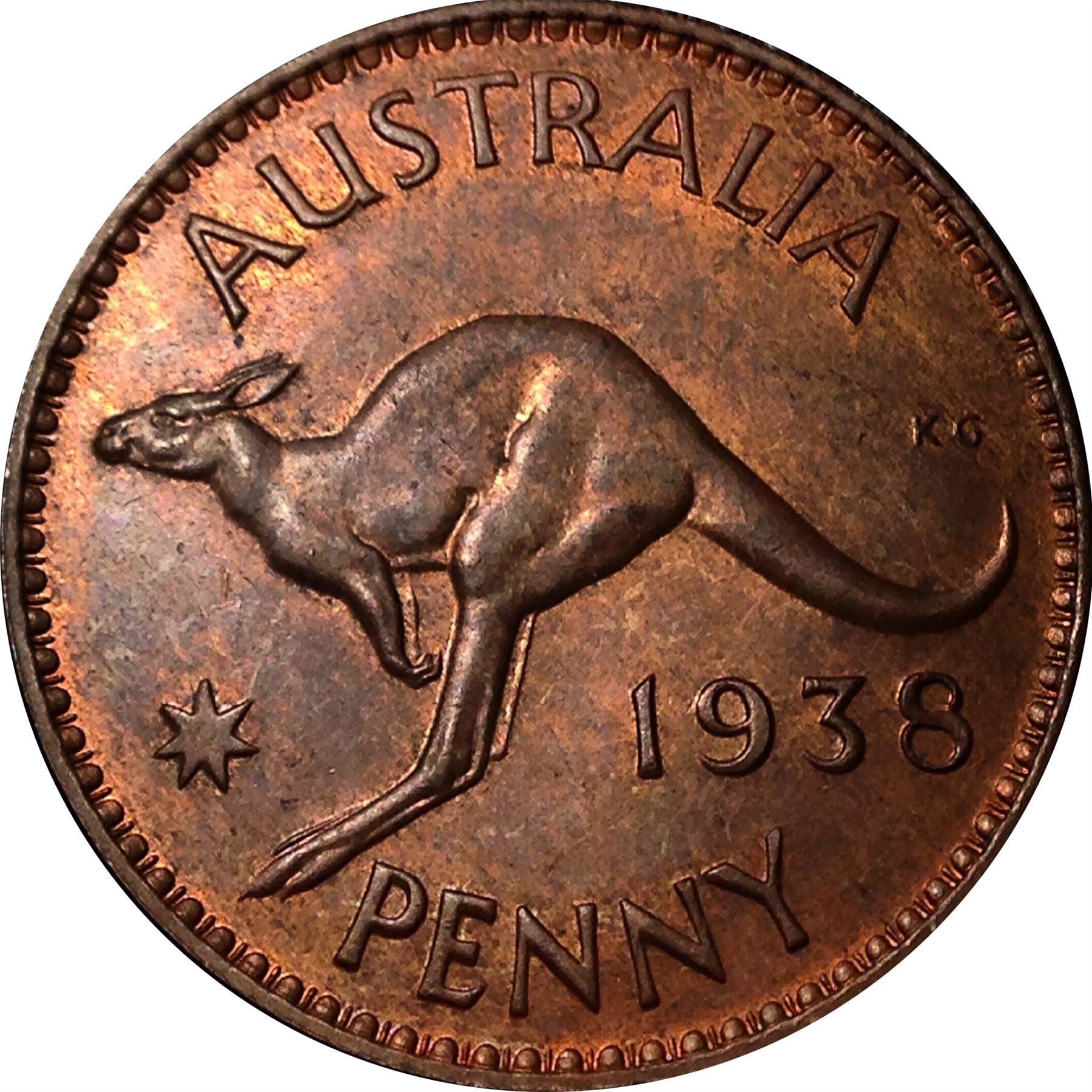 Australia | 1 Penny Coin | Kangaroo | KM:36 | 1938 - 1948