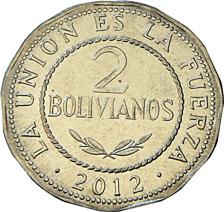 Bolívia | Moeda de 2 Bolivianos | KM218 | 2010 - 2017