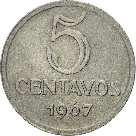 Brazil | 5 Centavos Coin | Effigy of Liberty | KM577.1 | 1967