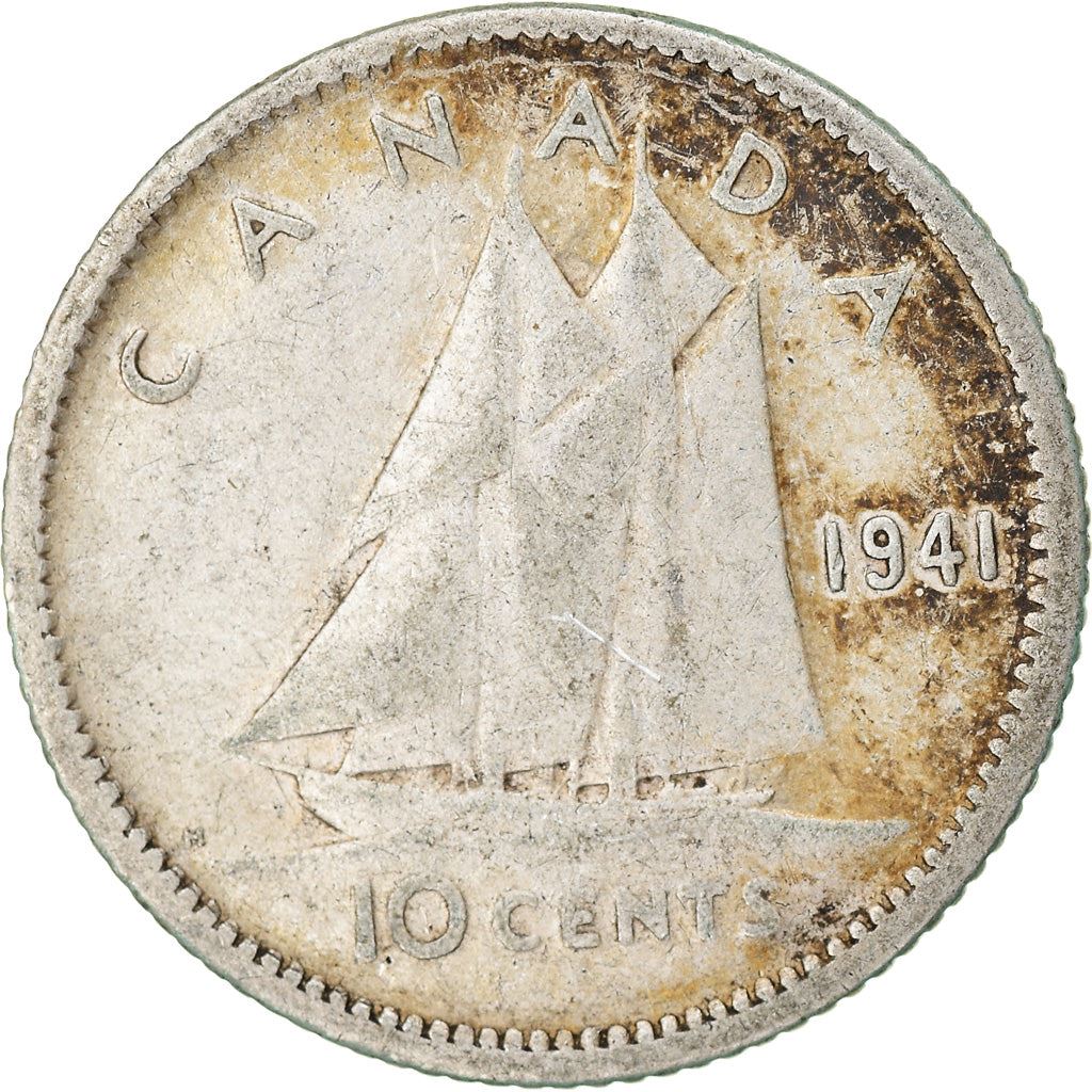 Canada Coin Canadian 10 Cents | King George VI | Bluenose Racing Ship | KM34 | 1937 - 1947
