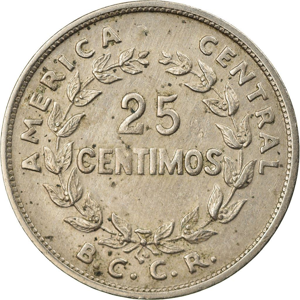 Costa Rica 25 Centimos Coin | Stars | Volcno | Ship | Sun | KM188.1 | 1967 - 1978